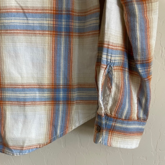 Prana Alfie Flannel Roll Tab Sleeve Cream Women’s Small Soft Roll Tab - Picture 3 of 10